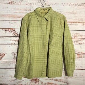 Equorian Heritage Mint Green and Pink Plaid Long Sleeve Shirt size 18